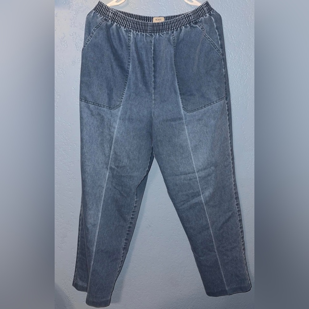 Vince Relaxed Elastic-Waist Blue Denim Jeans